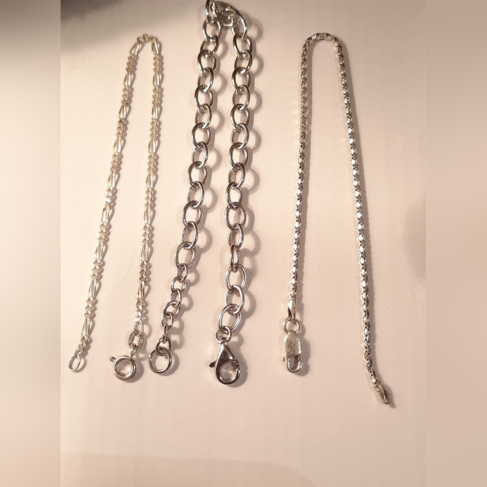 Elegant  925 Silver Chain Bracelet Set